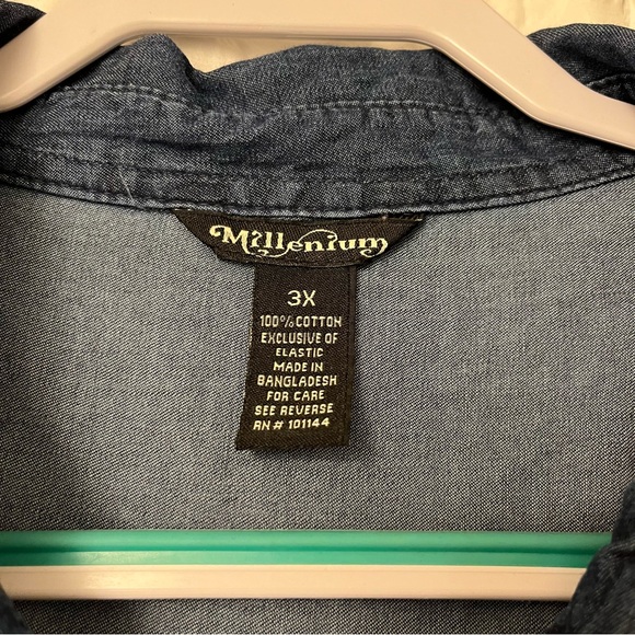 Millenium Denim Romper Adjustable Sleeve length Drawstring Waist Women’s Size 3x - Picture 3 of 7